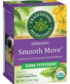 Traditional Medicinals Organic Smooth Move, Senna Peppermint, Relieves Occasional Constipation, Caffeine Free, 16 Tea Bags