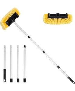 HALAMODO Five-Sided Car Wash Brush with Long Handle，Soft Bristle Scrub Cleaning Mop with Extendable Handle for Car, SUV, Truck, Caravan, Boat, House Siding, Sweep Snow 62”/157cm