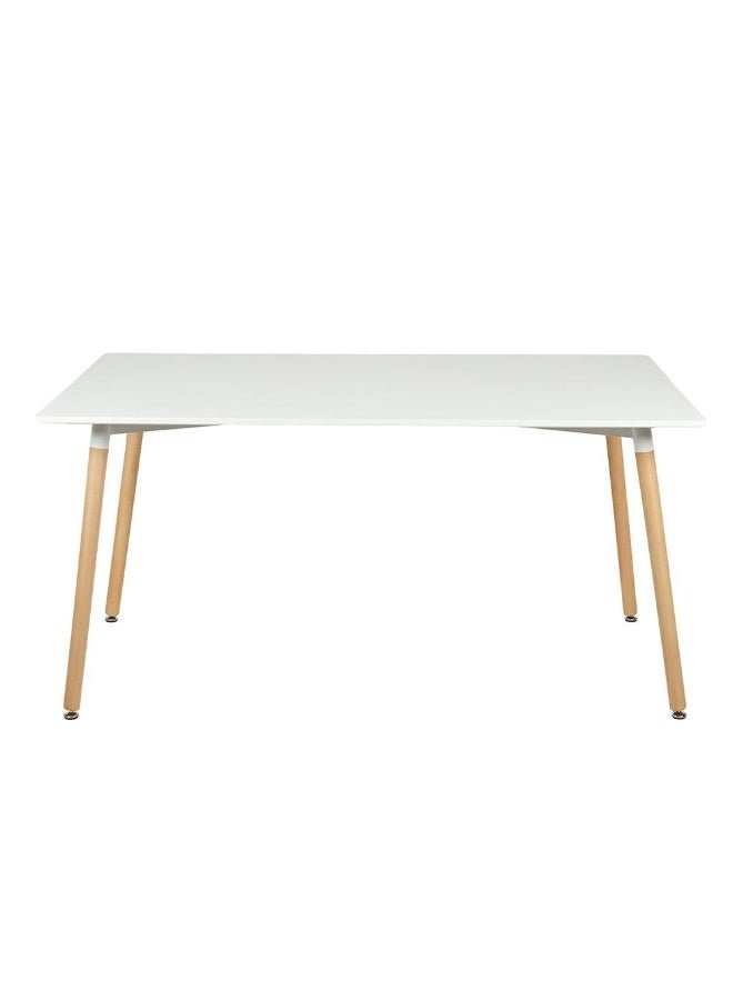 DANUBE HOME Stork 6 Seater Dining Table - Elegant White & Beech Finish, Engineered Wood & Metal, Ideal for Dining Room, L150xW90xH75cm - Stylish Furniture for Family Gatherings - Image 2