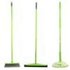 Clean and Care Cleaning Set Combo Indoor Broom Wiper Squeegee Spin Mop All with Iron Stick Long Handle for Home Kitchen Office Assorted color