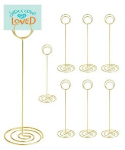 SRLIWHITE 8 PCS Table Number Holders, 220mm/8.6 Inch Place Card & Photo Holders, Tall Stands for Weddings, Parties, Graduations, Receptions, Restaurants & Office Memo Decor