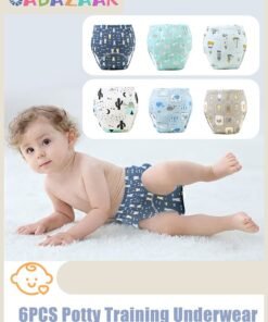 URbazaar 6PCS Baby Potty Training Pants, Breathable Potty Training Underwear, Toddler Training Underwear for 0-3 Years Boy and Girls Strong Absorbent Cotton Training Pants(110 yards)