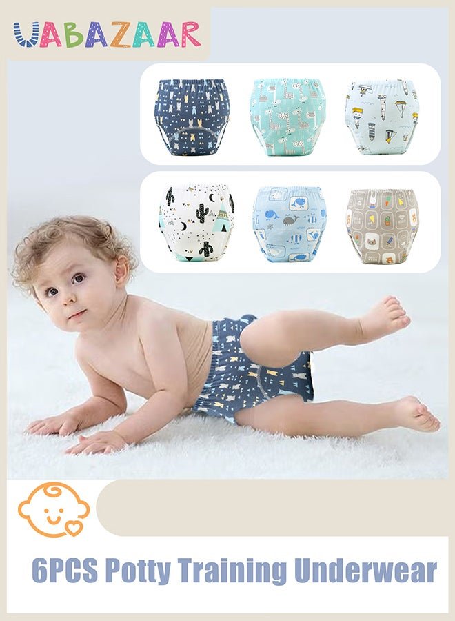 URbazaar 6PCS Baby Potty Training Pants, Breathable Potty Training Underwear, Toddler Training Underwear for 0-3 Years Boy and Girls Strong Absorbent Cotton Training Pants(110 yards)