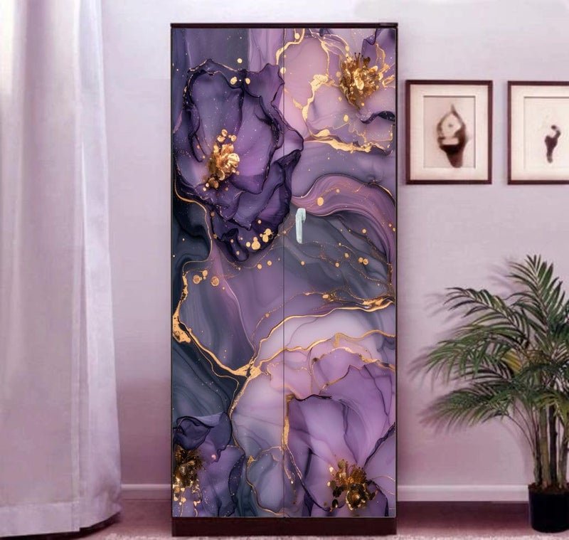 Almirah Sticker Waterproof Vinyl | Self-Adhesive Floral Design Wardrobe Cover | Bedroom Decoration | (186 x 83 cm) (Design-34)