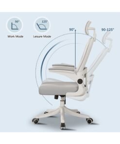 Alternative view of MOZOGOT Ergonomic Office Chair with Lumbar Support & Headrest & Flip-up Arms Height Adjustable Rocking Home Office Desk Chairs for Teens and Adults (Grey Mesh)