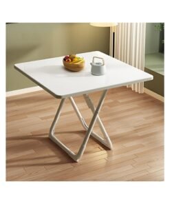 Folding Table Square Dining Table Round Corner Design Coffee Table Back Fixing Clips Study Table Stable Structure Portable Picnic Table Corner Protector（size：70*20*60cm，white）