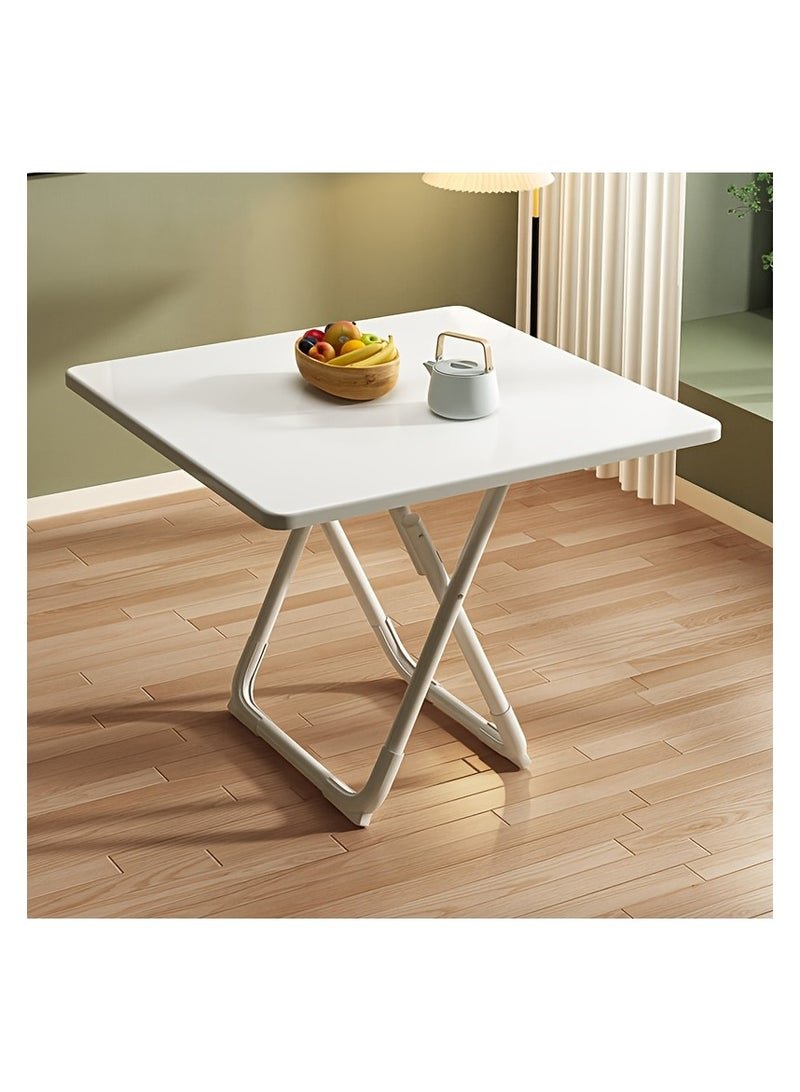 Folding Table Square Dining Table Round Corner Design Coffee Table Back Fixing Clips Study Table Stable Structure Portable Picnic Table Corner Protector(size:70*20*60cm,white)