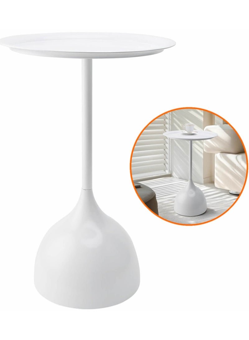 Home Sofa Side Table Metal End Table Modern Minimalist Round Table, Bedside Table Nightstand for Small Space Bedroom Living Room Furniture