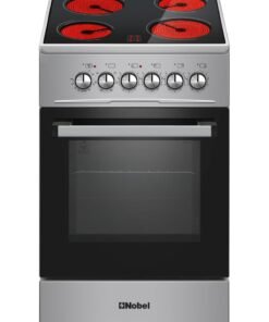 Nobel 50×60cm Electric Cooking Range, 4-Zone Ceramic Hob, 58L Oven Capacity, 9 Power Levels, Thermostat Control, Turbo Fan, Double Glass Door, Adjustable Legs - NGC5060VT (1 Year Warranty) NGC5060VT silver