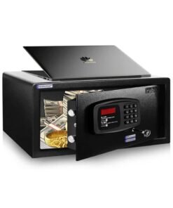 Rubik Hotel Safe Box Large Steel Strongbox with Hotel Style Digital Lock and Key Entry for Home Office Business (Size 42x20x37cm) Protect Money Laptop Jewelry A4 Documents