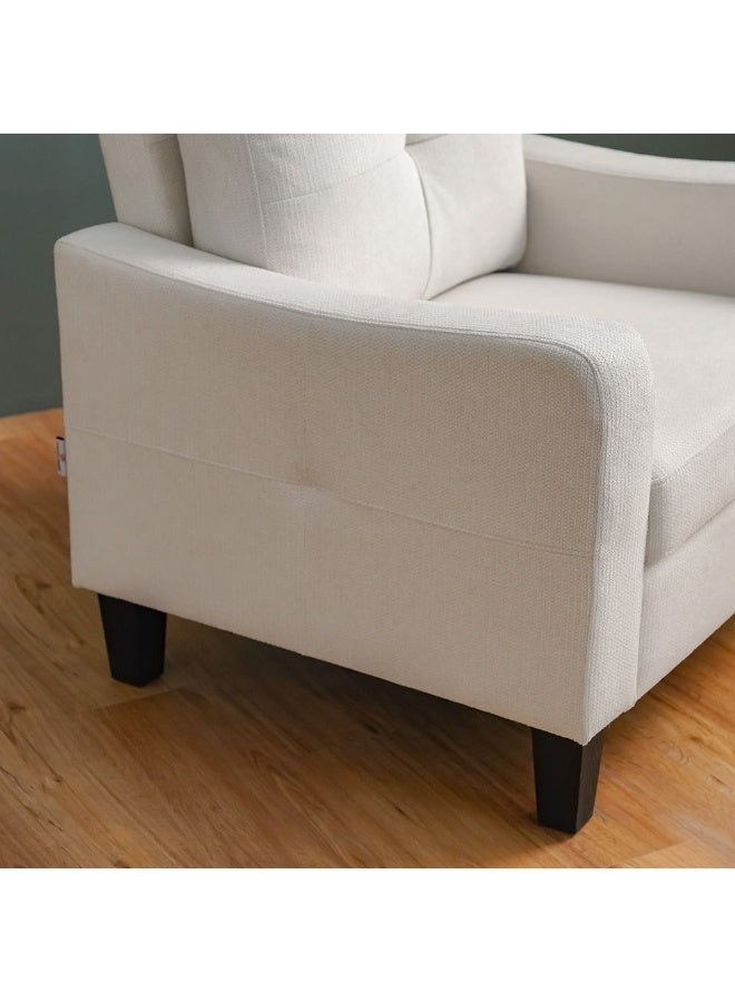 DANUBE HOME Supreme 1 Seater Fabric Sofa Armchair Modern Design Single Seater Accent Chair Comfortable Living Room Furniture L91Xw80Xh88Cm - Cream