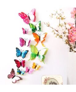 Voberry 12-Piece 3D Butterfly Decorative Wall Sticker Set Multicolour 10 x 5cm