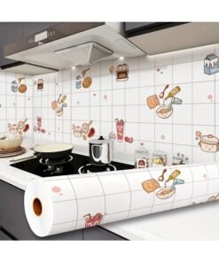 Zeemey 1 Roll, Aluminum Foil Metal Marble Wallpaper, Kitchen Oil-Proof Sticker, Heat-Resistant Wallpaper, Kitchen Bathroom Wall Decal(60*500CM)