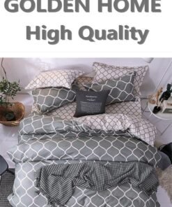 GOLDEN HOME 6 Piece King/Queen/Single size, striped pattern duvet cover set. set includes 1 Comforter Cover, 1 Fitted Bedsheet, 4 Pillowcases