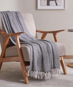 Pan Home Norma Cotton Woven Throw 127x154cm - Black