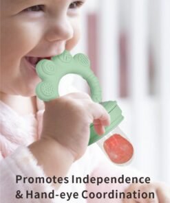 HieerBus Baby Fruit Food Feeder & Mini Freezer Nibble Tray Combo, BPA Free Silicone Feeder Teethers for Safe Infant Self Feeding, 4 Month+ ,Green - Image 4