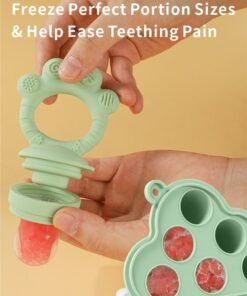 Alternative view of HieerBus Baby Fruit Food Feeder & Mini Freezer Nibble Tray Combo, BPA Free Silicone Feeder Teethers for Safe Infant Self Feeding, 4 Month+ ,Green