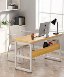Alternative view of WALALLA Computer Study Desk with Bookshelf Large Home Office Desk with Storage and Shelf Industrial Study Writing Drawing Table with Space Saving Design Modern Simple Style Laptop Table 120x45x72cm