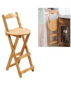 Rubik High Bar stool, Folding Wood Chair for Home, Kitchen, Office, Restaurant (Beige)