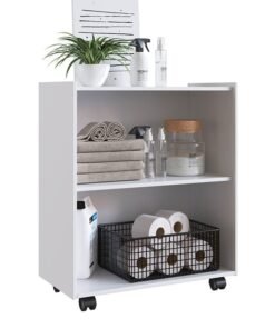 Alternative view of DANUBE HOME Banette 2 Door Laundry Cabinet 2 Tier Modern Design Wooden Laundry Organiser Cupboard Space Saving Display Storage Rack For Home White