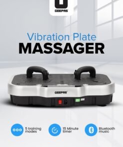 GEEPAS Vibration Plate Massager GVP86108 with 5 Training Modes and Touchscreen Display, Bluetooth Music, Adjustable Time and Speed, with Remote Control/ Perfect for Muscle Toning, Fat Burning, Blood Circulation, Reduce Stress and Tension, Improve Balance, etc./ Black, 2 Years Warranty