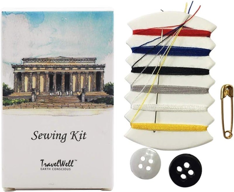Travelwell Individually Wrapped Embroidery Compact Sewing Kit Boxed 100 Sets per Case Hotel Toiletries Amenities Landscape Series Mini Sewing Kit