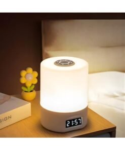 zentora LED Night Light with Digital Clock & Remote Control, Bedside Lamp with 3 Color Temperatures, USB Rechargeable 1200mAh, Battery Level Display