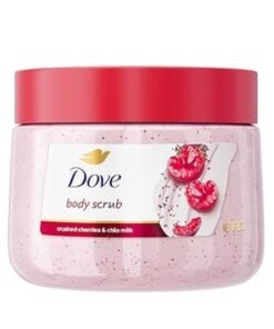 Dove Cherry & Chia Milk Body Scrub Exfoliates and Deeply Nourishes for Smooth, Radiant Skin 425 g