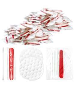 Tondiamo 200 Pieces Hotel Vanity Kit Individually Wrapped Hotel Amenities Disposable Travel Size Hotel Hospitality Supplies, Each Includes 2 Cotton Pads 4 Cotton Swabs Nail File for Motels Makeup Toiletries