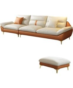 Comfynest Glam Orange Sofa With Beige Tech Cloth Upholstery And Stain Resistant Feature, Sponge Seat Filling