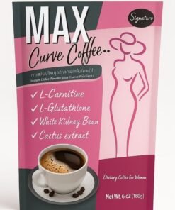 Signature Max Curve Coffee – Instant Coffee Mix with L-Carnitine, L-Glutathione, White Kidney Bean & Cactus Extract | Premium Coffee Blend for Active Lifestyle (10 Sachets)