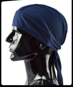 Alternative view of Joychic Sweat Wicking  Men Mesh Head Wraps Long Tail Breathable Hijab Helmet Liners Pirate Hats for Outdoor Cycling Motorcycle Navy Blue