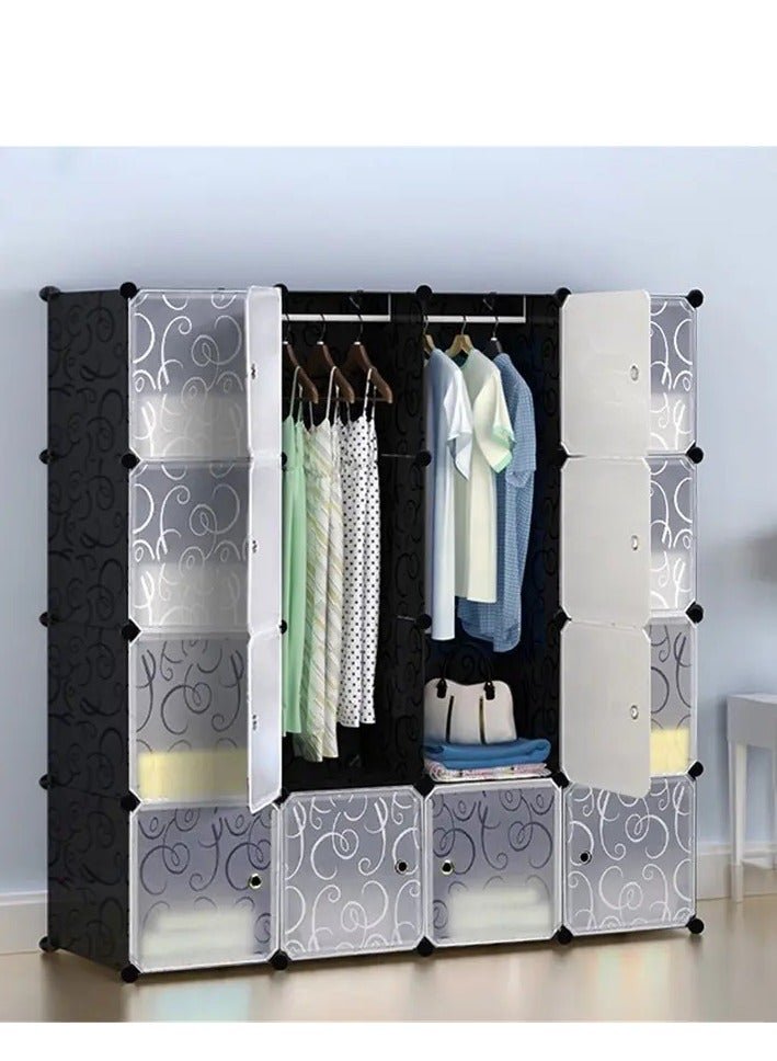 16 Cubes Diy Wardrobe Storage Black