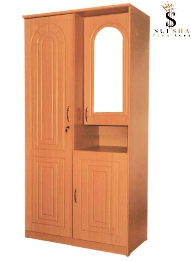 SULSHA 2 Door Wooden Wardrobe Cabinet Cupboard Engineered Wood Perfect Modern Stylish Heavy Duty With Mirror