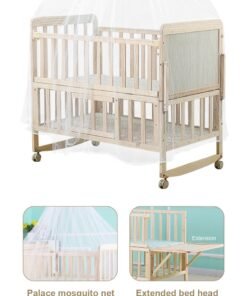 MaBaby Multifunctional Rocking Bed For Baby, Solid Wood Toddlers Bed, Wood Bed With Double Decker, Baby Swing Cots