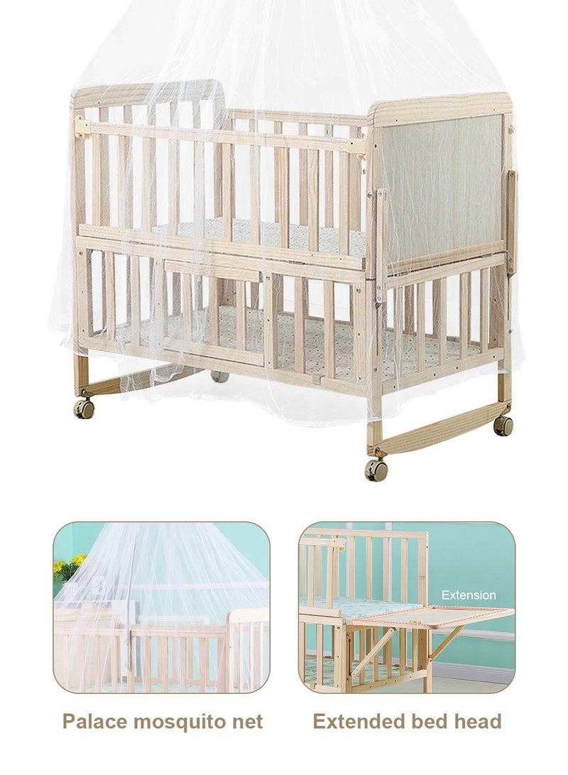 MaBaby Multifunctional Rocking Bed For Baby, Solid Wood Toddlers Bed, Wood Bed With Double Decker, Baby Swing Cots