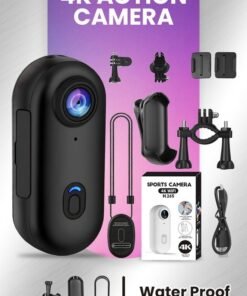 TNM 4K Ultra HD Mini Sports Camera – Wearable Magnetic Action Camera with Waterproof 30m Case, 360° Clip, 170° Wide-Angle Lens, Wi-Fi, 150-Min Battery for Cycling, Diving, Vlogging & Outdoor Adventures