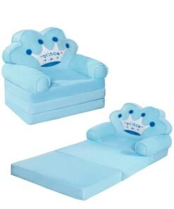 Arabest Foldable Toddler Sofa, Kids Couch with Removable Cover, Toddler Couch Bed for Bedroom (Blue)