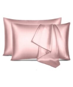 MahMir® Silk Satin Pillowcase for Hair and Skin Queen - Pink Silk Pillowcase 2 Pack 76L x 51W CM (30x20 Inches) - Satin Pillow Cases Set of 2 with Envelope Closure (2pcs Pink)