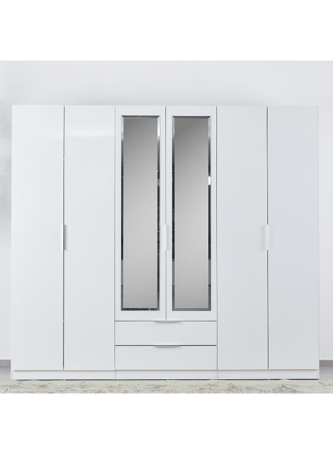 Home Box Liberty 6-Door Wardrobe with Drawers and Mirrors