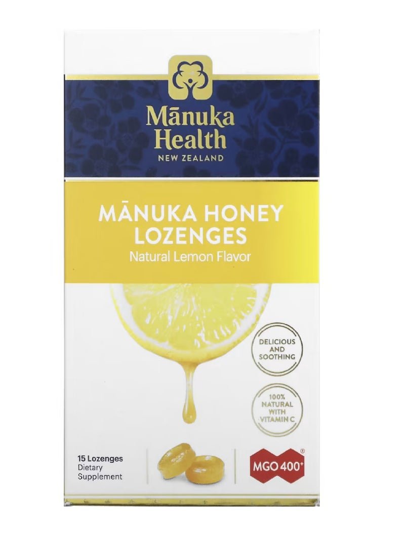 Manuka health Manuka Honey Lozenges, Natural Lemon, Mgo 400+, 15 Lozenges