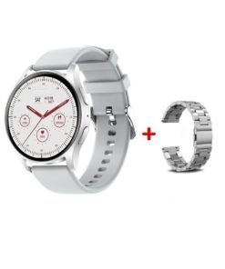 AI Voice Health Monitoring Smart Watch, Waterproof Bluetooth Call Smart Wrist Watch, Full Touch Screen Wireless Charging Fitness Watch With Carbon Fiber Case, (1pc, Silicone Silver Plus Steel Solid Strap)