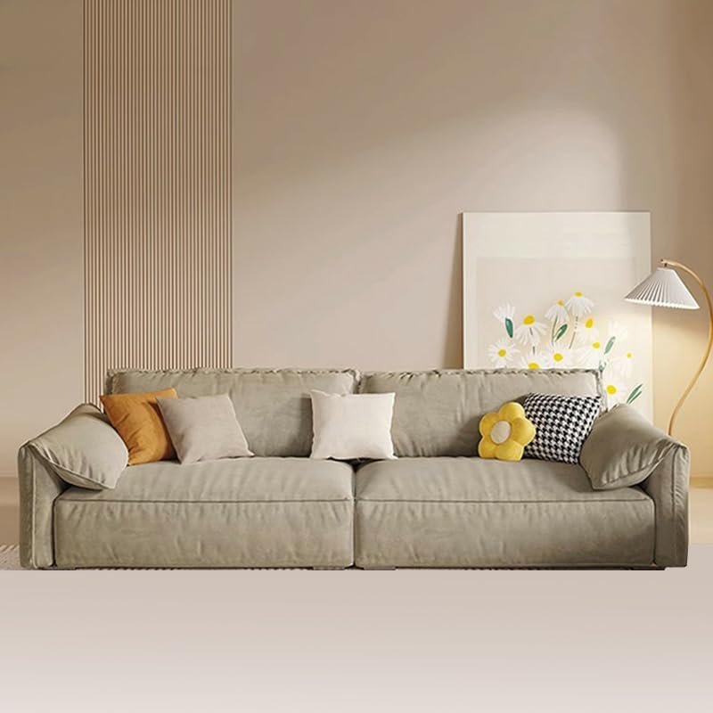 Comfynest Modern Brown Anti Cat Scratch Fabric Sofa With Pillow Top Arm And Stain Resistant Feature Sponge Seat Filling, 250.19 X 99.06 X 80.01 Cm Brown