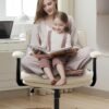 DROGO Criss Cross Legged Office Chair for Work at Home, Breathable Fabric, Flip up Armrest, Adjustable Height & Tilt Lock Recline Accent Chair for Long Hours Sitting Comfort | Swivel Computer Chair for Home Office Beige