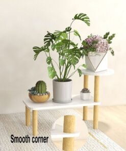 C&C Home 2 Shelves Multipurpose Modern Design Flowerpot Rack Flower Shelf Display Stand Storage Rack for Living Room Entryway Home Office Furniture 50x32 cm