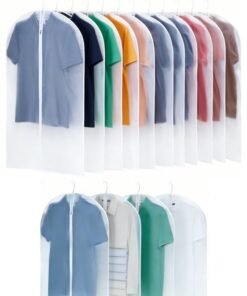 KYDTSYK 15 Pack Translucent Clothes Dust Cover Garment Bags - Hanging Storage Bags with Zipper Closure, Dustproof Organizer for T-Shirts, Shirts & Daily Clothes Wardrobe Storage Travel  60*100 cm