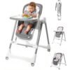 AL-WAHA AL-ZHABIA Baby High Chair | 5-Level Adjustable Foldable High Chair with Wheels & Double Trays | 4-Position Reclining Seat & 3-Stage Footrest | Safe Feeding Chair for Infants 6M-3 Years