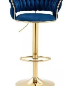 SUPAAR Bar Stool Chair Dining Room Chairs Living Room Adjustable 360° Rotating Gold Metal High Stool With Backrest For Cafes. Velvet Bar Stool Chair Metal Leg. (blue 1 pcs)