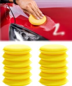 Car Polishing Pads, 12pcs Car Wax Applicator Pads, Microfiber Soft Foam Polish Applicator Pads, Car Wax Cleaning Pads Sponge Applicators for Clean Car Vehicle Auto Glass, Yellow