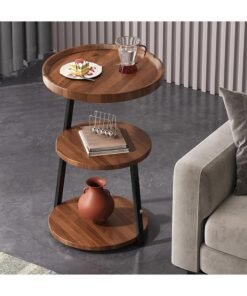 DubaiGallery 3-layers Side table for living room sofa side Nordic simplicity coffee table flower stand iron and wooden home Multifunction decorative shelf Storage rack